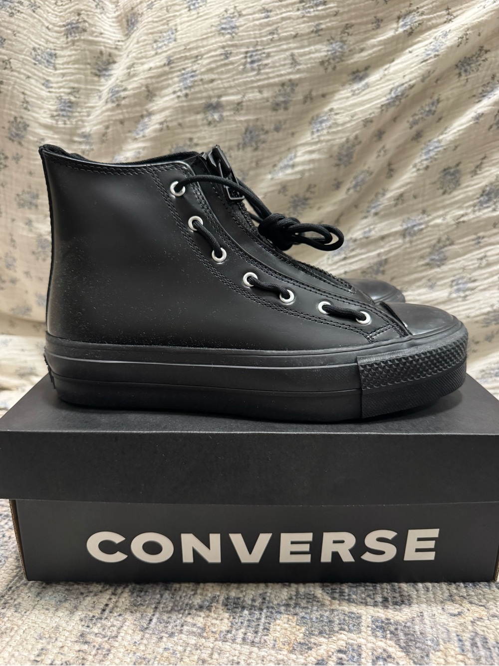 Converse Chuck Taylor All Star Lift Black & Total Eclipse Platform Leather Shoes